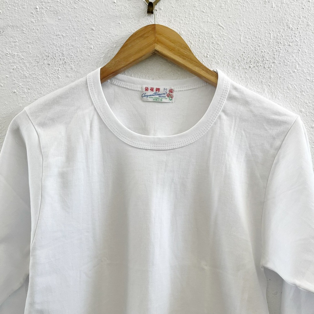 NWOT CHRYSANTEMUM Vintage Brand White 100% Combed Cotton Long Sleeve T‑Shirt - Picture 5 of 7